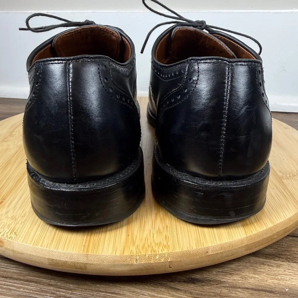 Allen Edmonds Sanford Wingtip Oxford Men's 10.5 D Black Good Leather Brogue